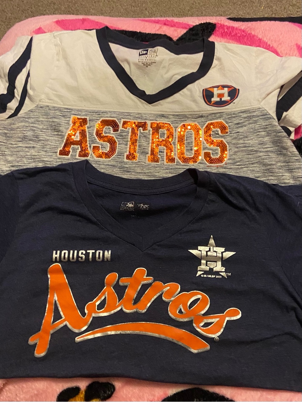 New Era Houston Astros Navy, White & Orange Short Sleeve Tees